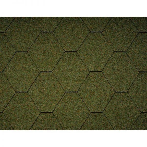 Гибкая черепица Icopal, Plano Natur шестигранник, без тени. Зеленый