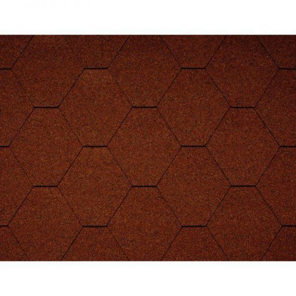 Гибкая черепица Icopal, Plano Natur шестигранник, без тени. Красный
