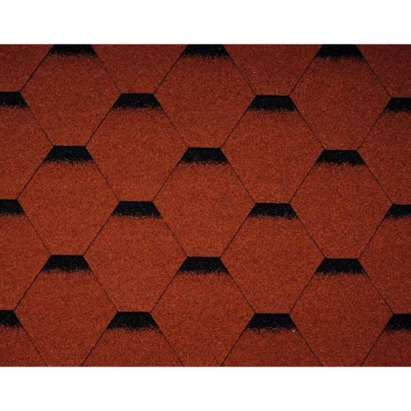 Гибкая черепица Icopal, PlanoTema шестигранник, с тенью. Красный