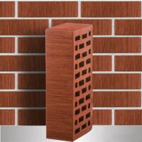 Кирпич облицовочный ЛСР, темно-красный, Рустик, 1НФ