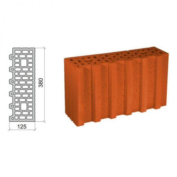 Керамический блок крупноформатный Poromax-380 1/2Д поризованный