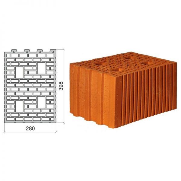 Керамический блок крупноформатный Poromax-250Д поризованный