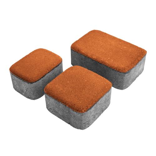 Плитка тротуарная бетонная Зенит Черноземье «Старый Город» 3 камня 60мм оранжевый