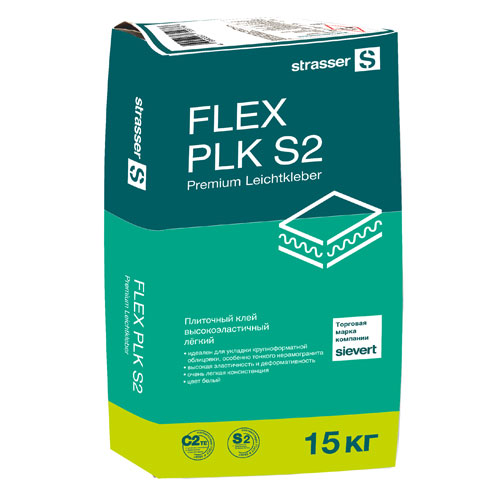 FLEX PLK S2 Плиточный клей высокоэластичный лёгкий, белый FLEX PLK S2