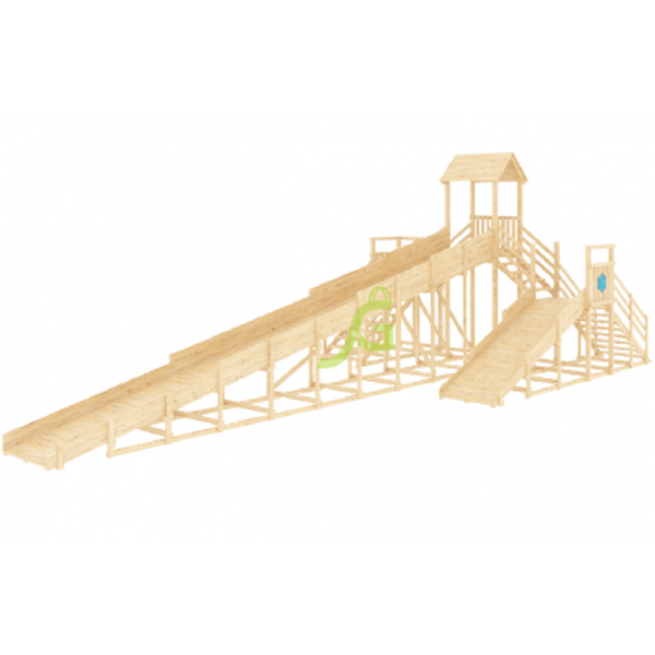 Зимняя деревянная горка ‘IgraGrad Snow Fox 12 м’ две лестницы, без окраски