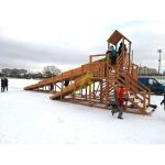 Зимняя деревянная горка ‘IgraGrad Snow Fox 12 м’ с двумя скатами (две лестницы)