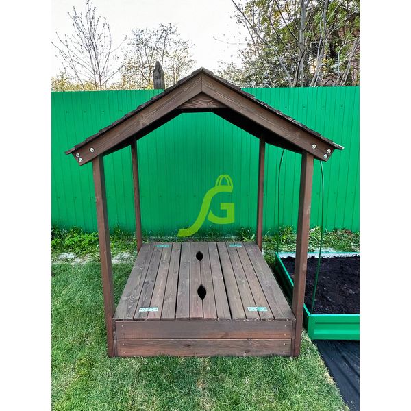 Детская деревянная песочница с крышей Детская деревянная песочница с крышей