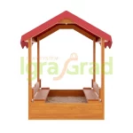 Детская деревянная песочница с тентом