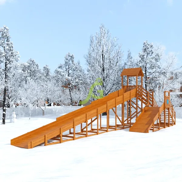 Зимняя деревянная горка ‘IgraGrad Snow Fox 12 м’ с двумя скатами