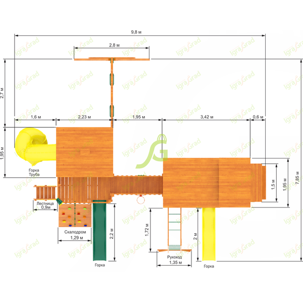 Детская деревянная площадка ‘IgraGrad Домик 6 Совенок’ Детская деревянная площадка ‘IgraGrad Домик 6 Совенок’