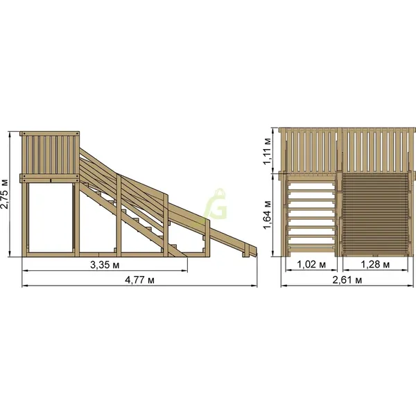 Деревянная зимняя горка ‘IgraGrad Snow Fox’, скат 4 м, без окраски Деревянная зимняя горка ‘IgraGrad Snow Fox’, скат 4 м, без окраски