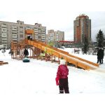 Зимняя деревянная горка ‘IgraGrad Snow Fox 12 м’ с двумя скатами (две лестницы)