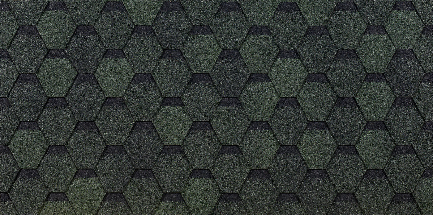 Гибкая черепица Eurasia, Шестигранник, Зелёный Гибкая черепица Eurasia, Шестигранник, Зелёный
