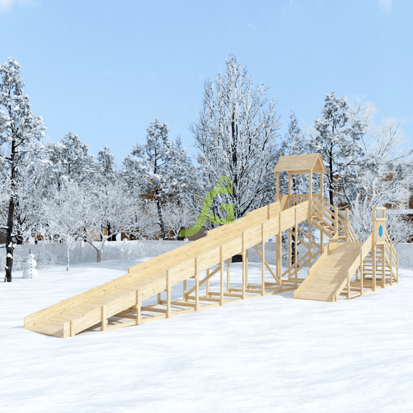 Зимняя деревянная горка ‘IgraGrad Snow Fox 12 м’ с двумя скатами, без окраски