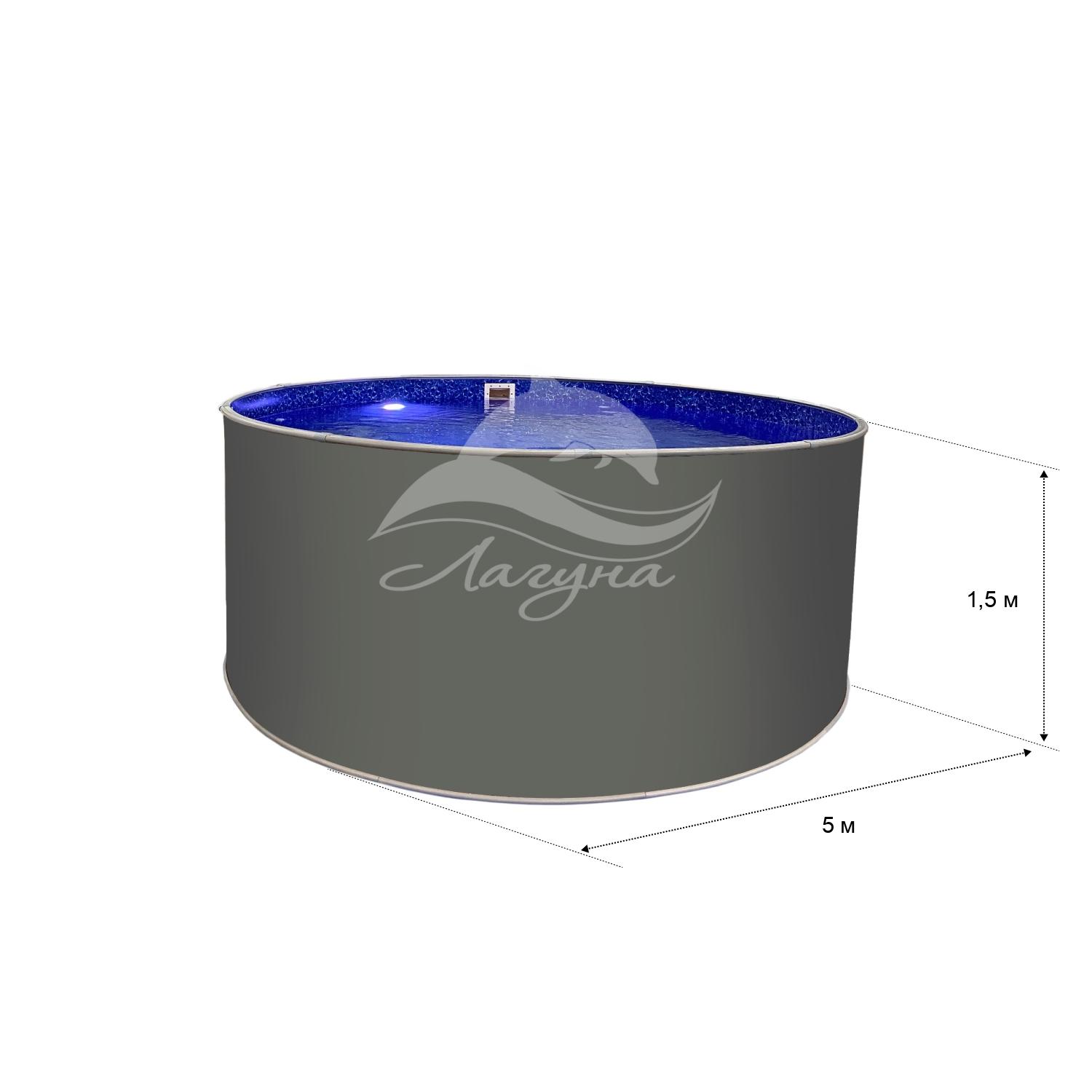 Круглый бассейн вкапываемый Гигабасс 5 х 1,5 м. Круглый бассейн вкапываемый Гигабасс 5 х 1,5 м.
