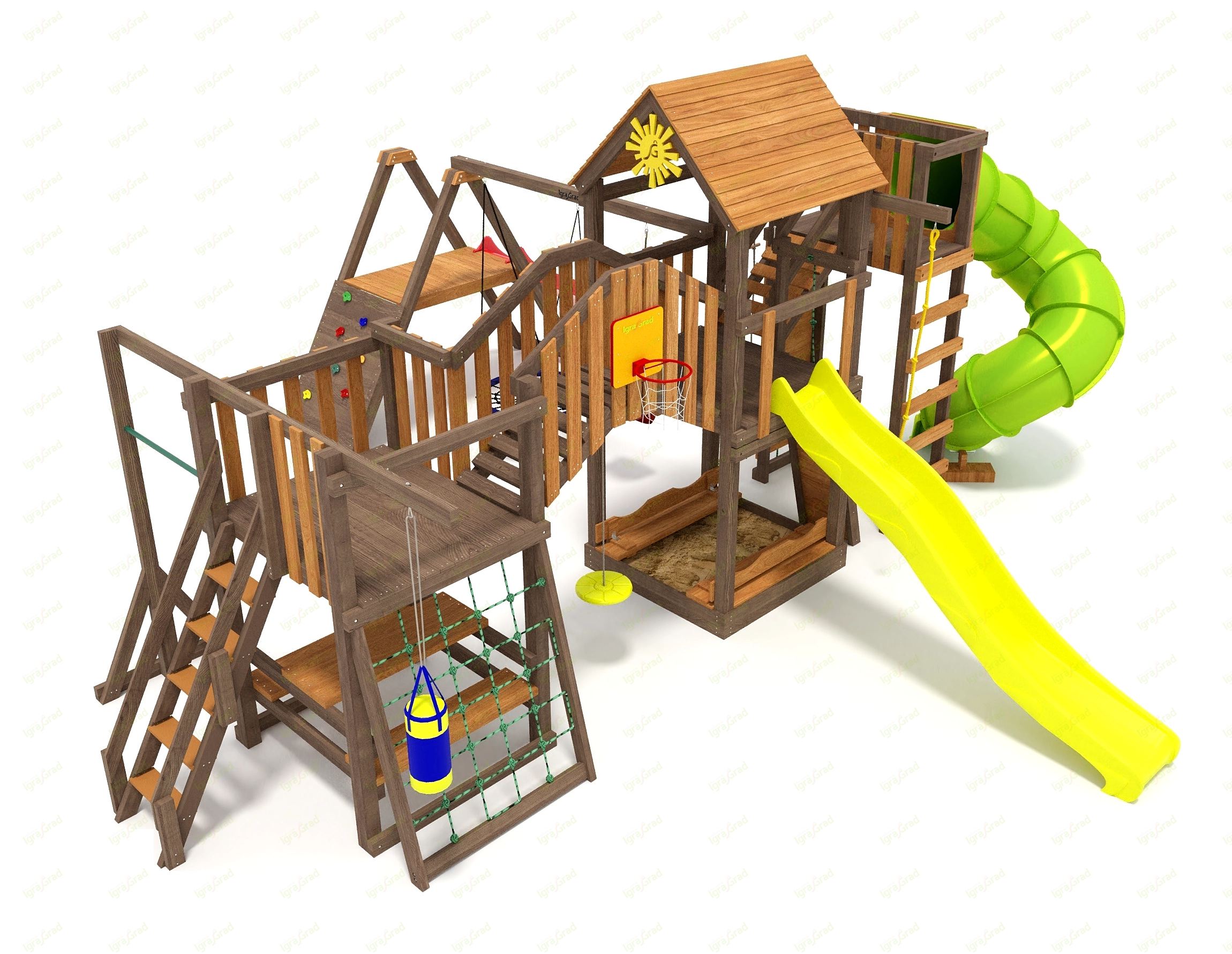 Детская площадка IgraGrad Панда Фани Мостик 2 с трубой 2,1м Детская площадка IgraGrad Панда Фани Мостик 2 с трубой 2,1м