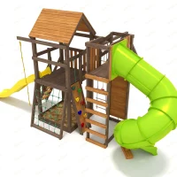 Детская площадка IgraGrad Панда Фани с балконом мод.1 и трубой 2.1м
