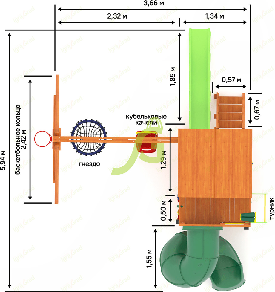 Детская площадка IgraGrad Крафт Pro 3 с трубой мод.2 Детская площадка IgraGrad Крафт Pro 3 с трубой мод.2