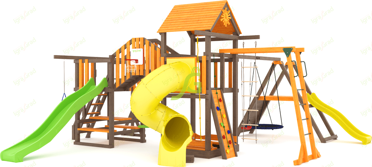 Детская площадка IgraGrad Панда Фани Мостик 2 с трубой Детская площадка IgraGrad Панда Фани Мостик 2 с трубой