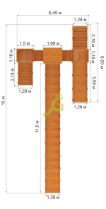 Зимняя деревянная горка “IgraGrad Snow Fox 12 м” с двумя скатами (две лестницы)