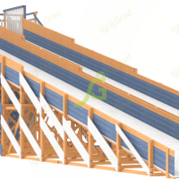 Зимняя деревянная горка “IgraGrad Snow Fox 12 м” с двумя скатами мод.4