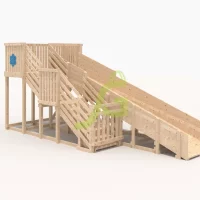 Зимняя деревянная горка “IgraGrad Snow Fox 12 м” две лестницы, без окраски