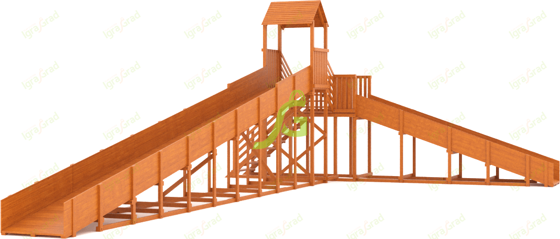Зимняя деревянная горка “IgraGrad Snow Fox 12 м” с двумя скатами мод.2 Зимняя деревянная горка “IgraGrad Snow Fox 12 м” с двумя скатами мод.2