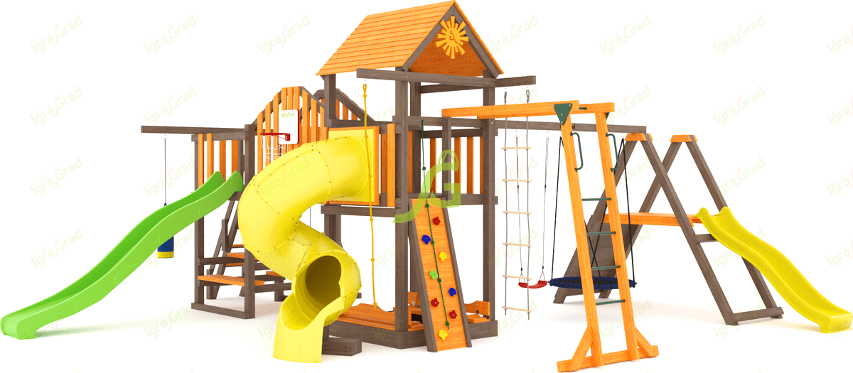 Детская площадка IgraGrad Панда Фани Мостик 2 с трубой Детская площадка IgraGrad Панда Фани Мостик 2 с трубой