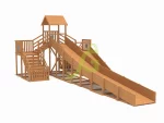 Зимняя деревянная горка “IgraGrad Snow Fox 12 м” с двумя скатами (две лестницы)