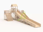 Зимняя деревянная горка “IgraGrad Snow Fox 12 м” две лестницы, без окраски