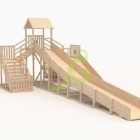 Зимняя деревянная горка “IgraGrad Snow Fox 12 м” с двумя скатами, без окраски