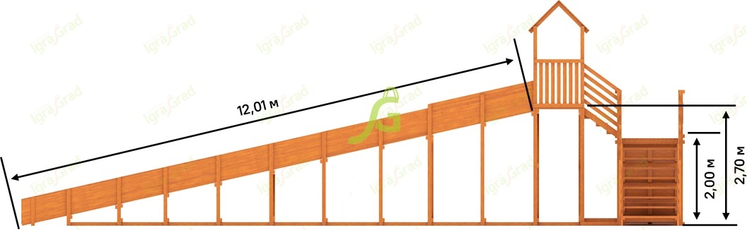 Зимняя деревянная горка “IgraGrad Snow Fox 12 м” с двумя скатами мод.2 Зимняя деревянная горка “IgraGrad Snow Fox 12 м” с двумя скатами мод.2