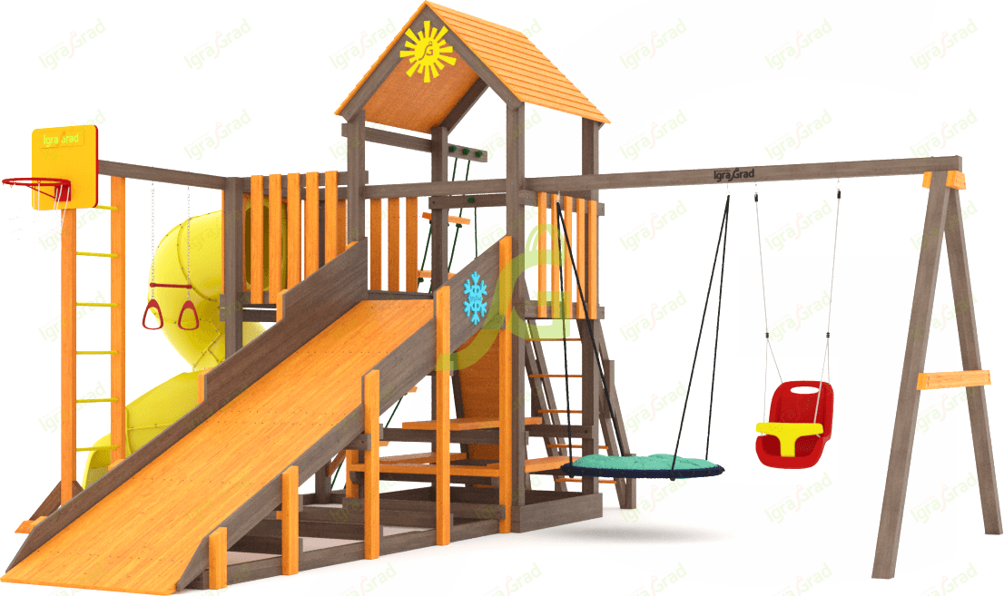 Всесезонная площадка IgraGrad С с балконом и трубой SF Всесезонная площадка IgraGrad С с балконом и трубой SF