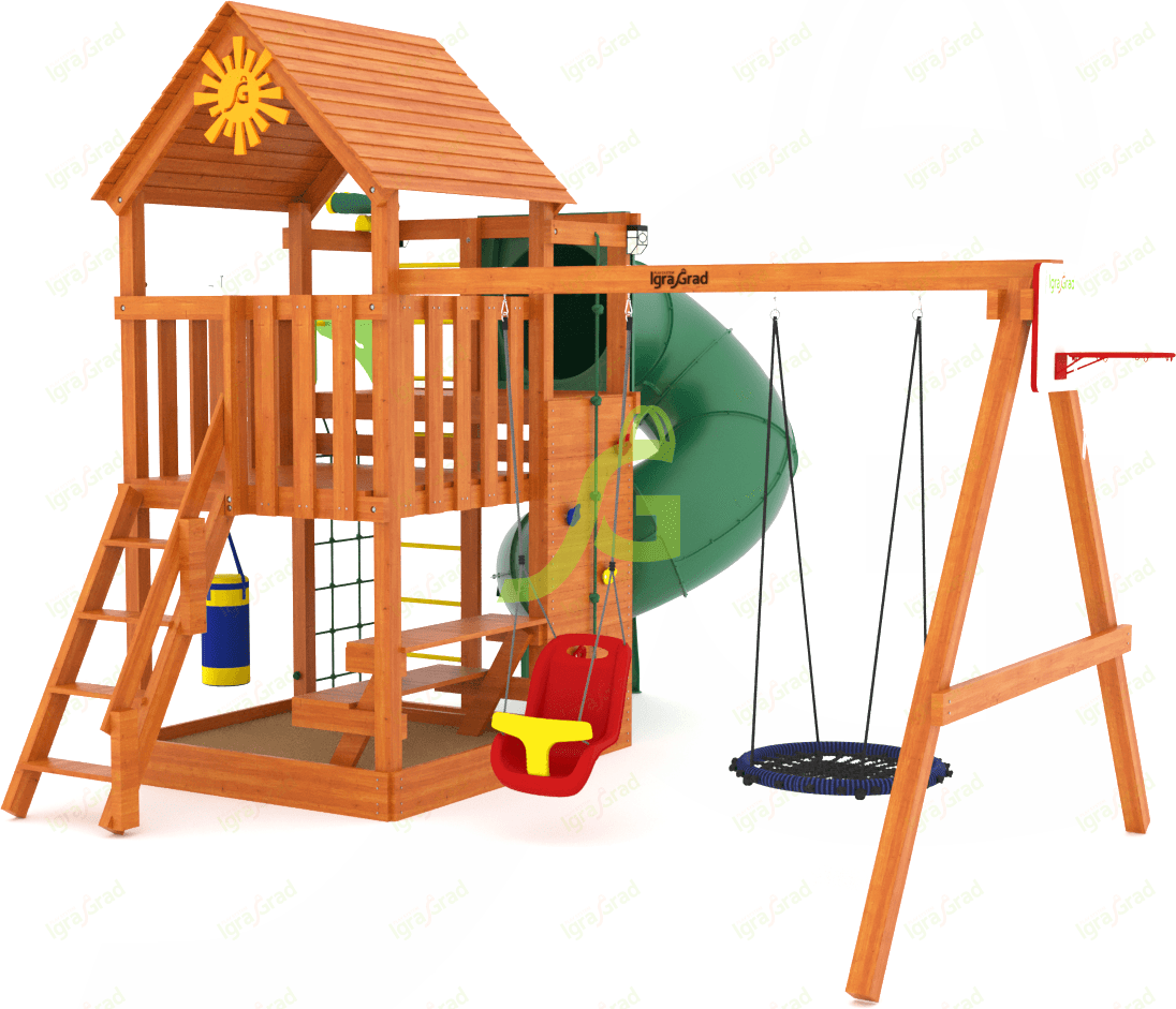 Детская площадка IgraGrad Крафт Pro 3 с трубой Детская площадка IgraGrad Крафт Pro 3 с трубой