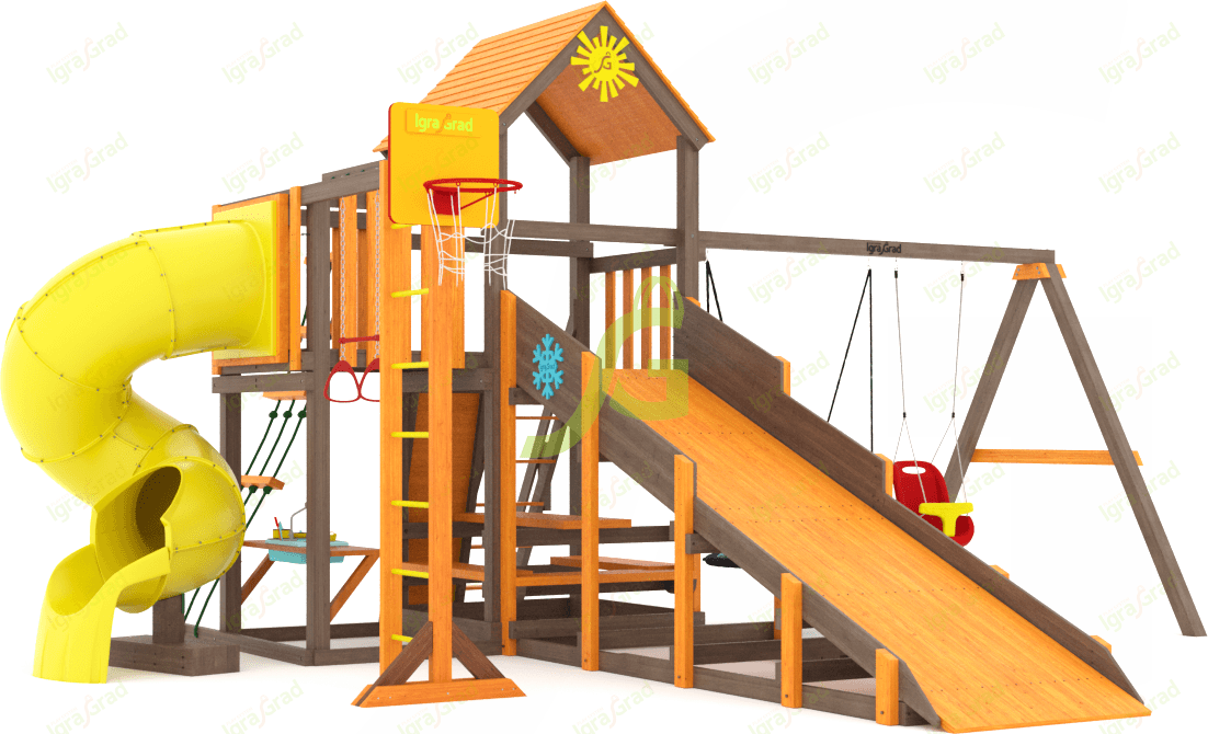 Всесезонная площадка IgraGrad С с балконом и трубой SF Всесезонная площадка IgraGrad С с балконом и трубой SF