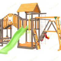 Детская деревянная зимняя горка IgraGrad Snow Fox 5,9 м + Панда Фани Gride