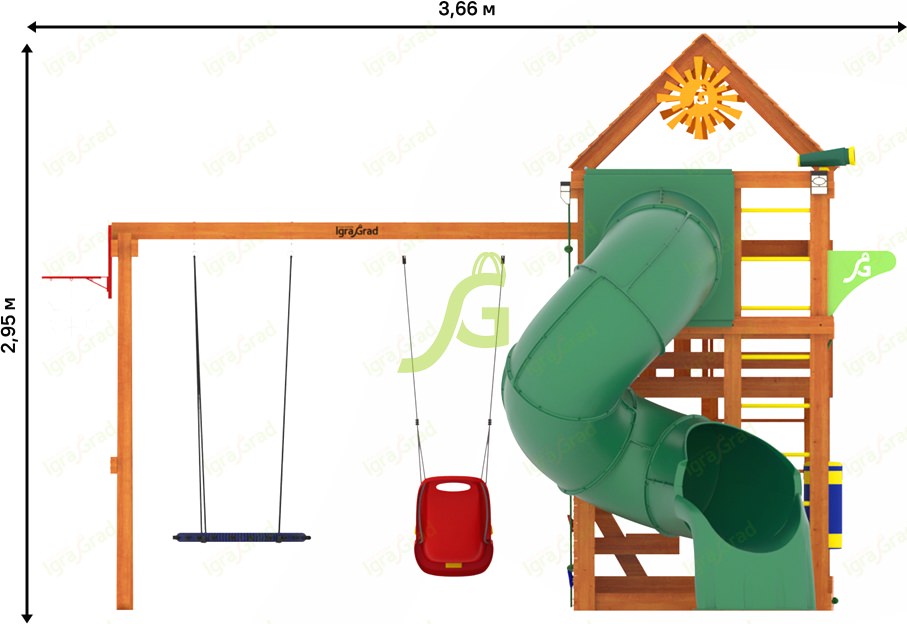 Детская площадка IgraGrad Крафт Pro 3 с трубой Детская площадка IgraGrad Крафт Pro 3 с трубой