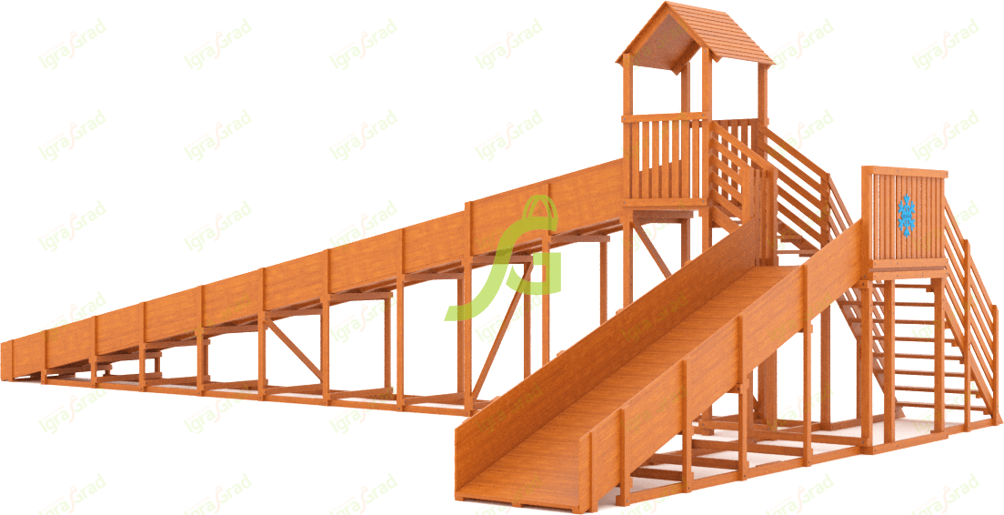 Зимняя деревянная горка “IgraGrad Snow Fox 12 м” с двумя скатами мод.2 Зимняя деревянная горка “IgraGrad Snow Fox 12 м” с двумя скатами мод.2