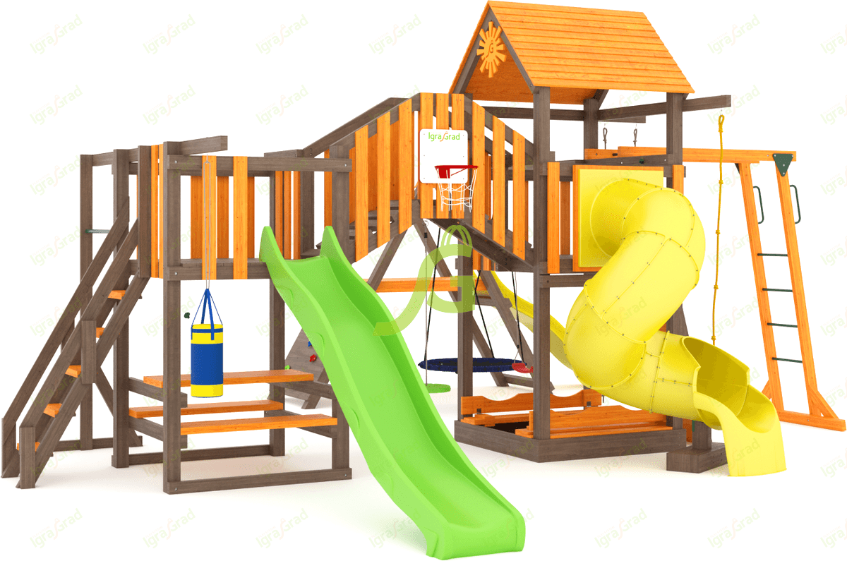 Детская площадка IgraGrad Панда Фани Мостик 2 с трубой Детская площадка IgraGrad Панда Фани Мостик 2 с трубой