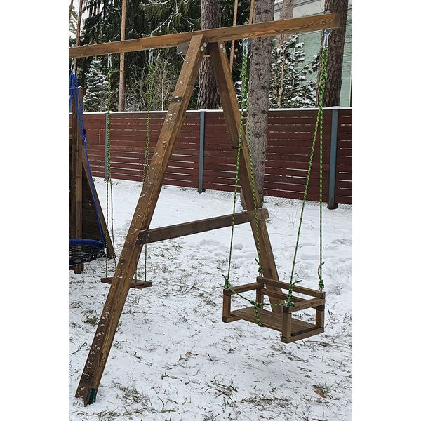 Серия ТО1 модель 2 – сидение качели деревянное «малютка» на канатах (для частных владений) Серия ТО1 модель 2 – сидение качели деревянное «малютка» на канатах (для частных владений)