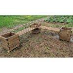 Серия R модель 1 – скамья с кадками для растений угловая