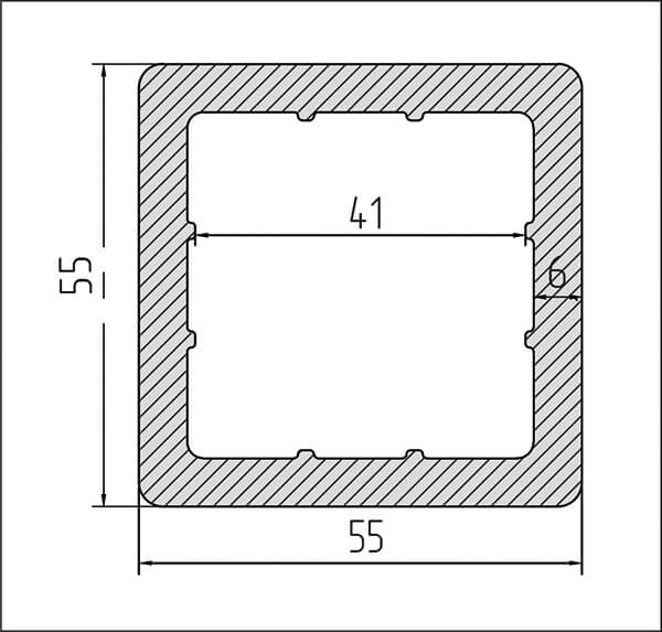 Брус реечный 55х55х3000 Серый