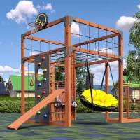 Детская площадка Савушка КУБ-1 (Серый) с подушками